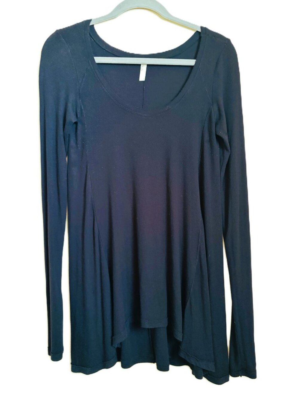 Free People Tunic Top Black Long Sleeve Scoop Neck Size Small